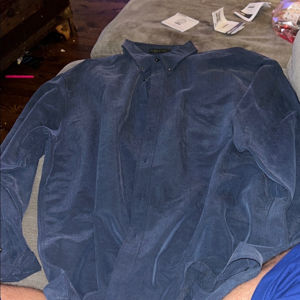 Men's Blue Button-Up Shirt Club Room XL